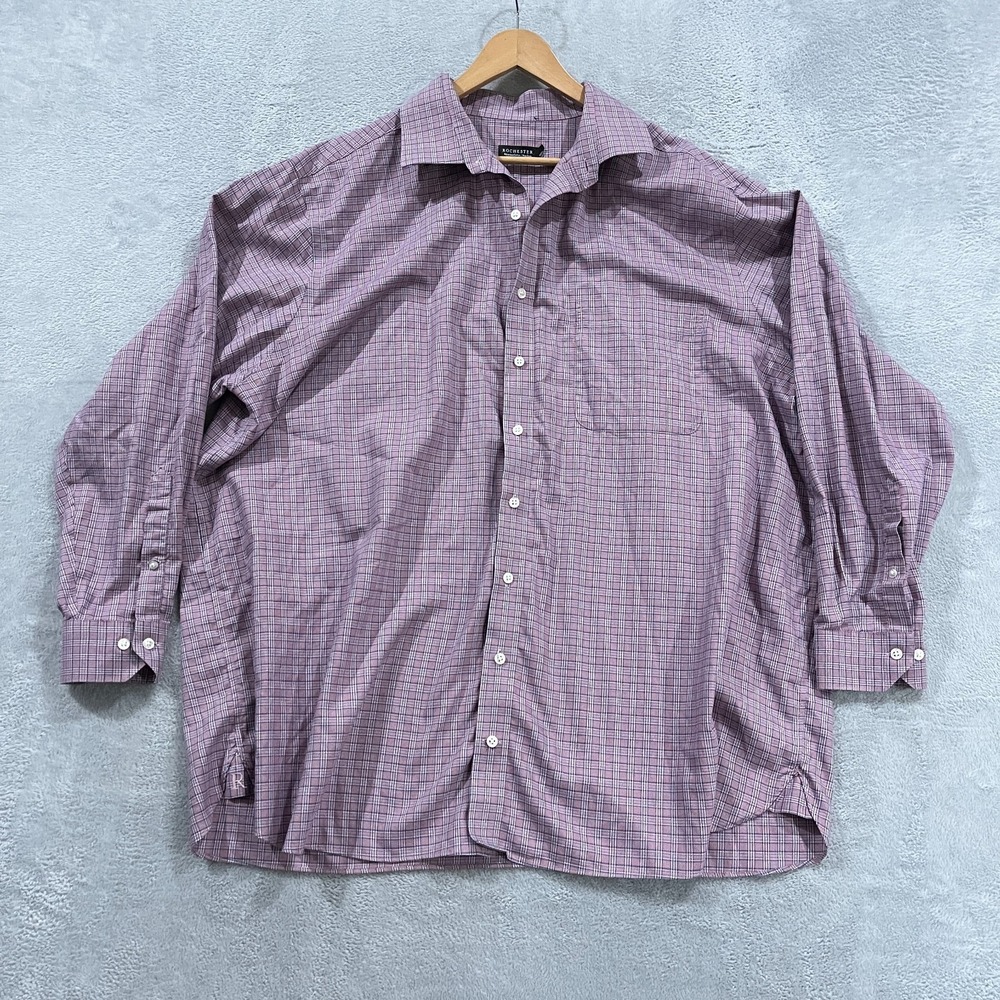 Rochester Shirt Mens 19 36/37T Red Long Sleeve Button Up Academia Preppy Career